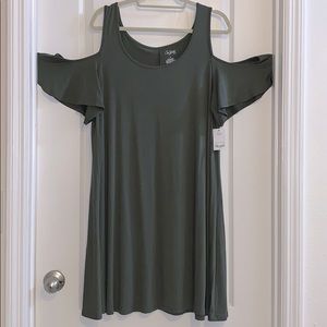 NWT Olive Green cold shoulder dress